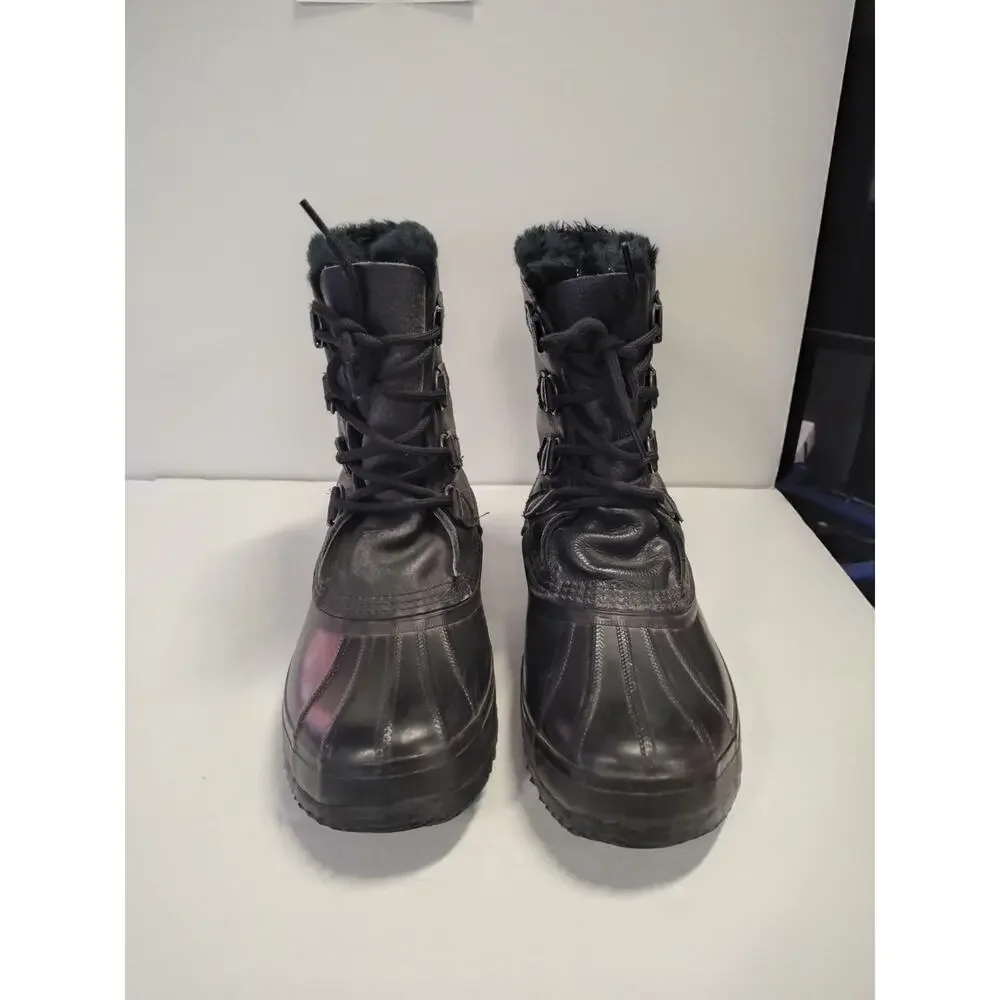 Sorel Manitou WMS SZ 9 Black Leather Snow Boots Insulated Liners Winter